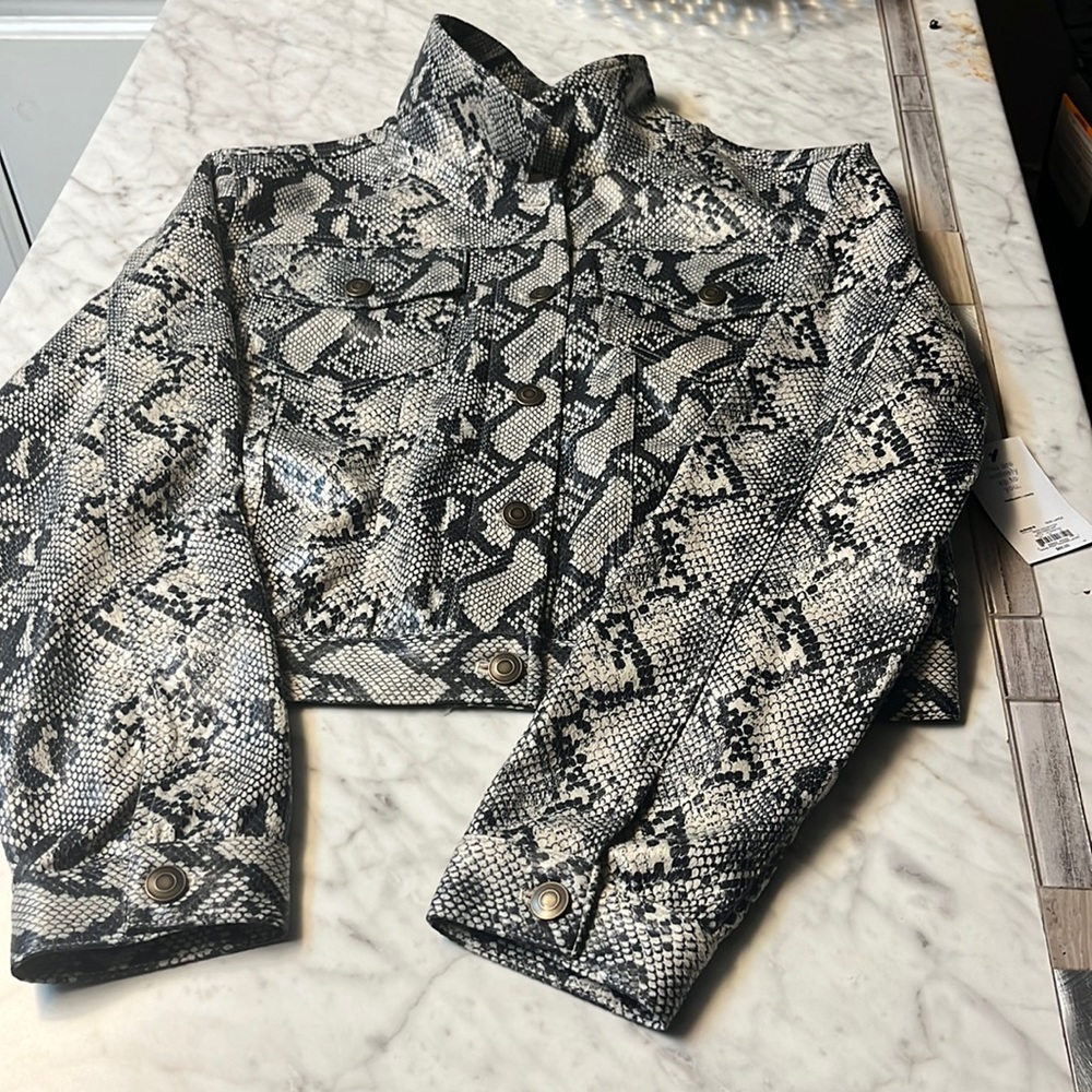 Vylette Snake Print Moto Jacket